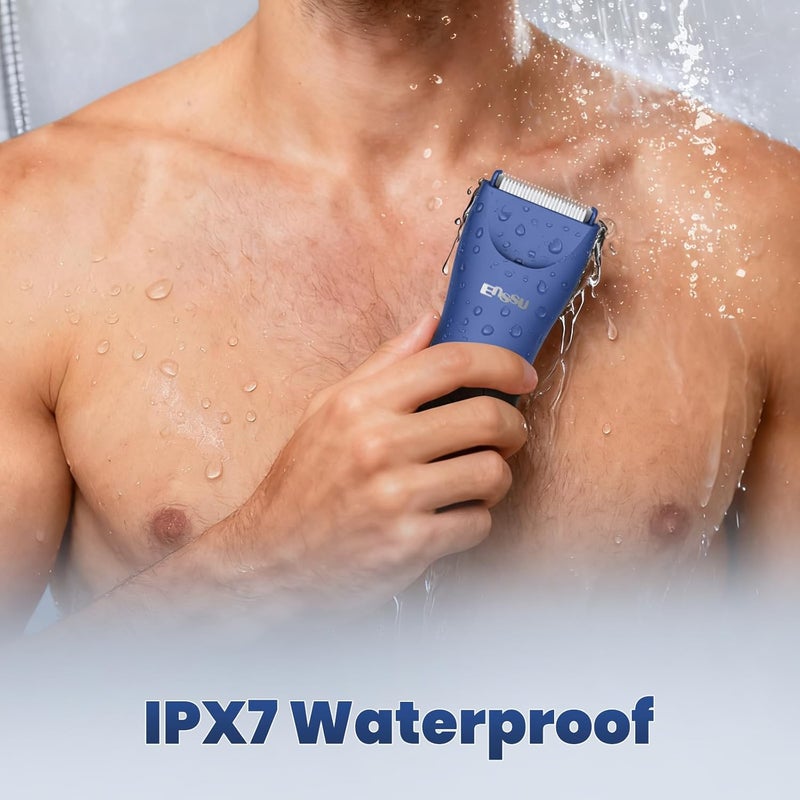 ENSSU Manscape Trimmer for Men, IPX7 Waterproof Body Hair Trimmer with Ceramic Blade & Spotlight, Rechargeable Electric Groin & Pubic Hair Trimmer, Wet or Dry Use Body Groomer for Legs/Chest - Image 3